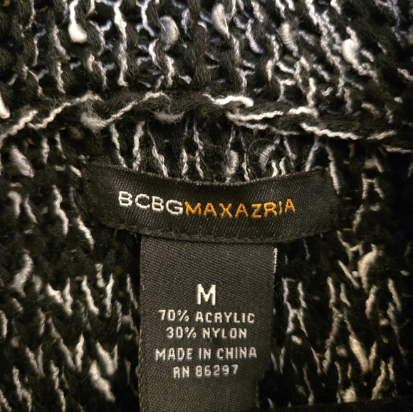 BCBG Maxazria Medium Tweed Knit Sweater Cardigan - Black, One Button - Picture 7 of 9